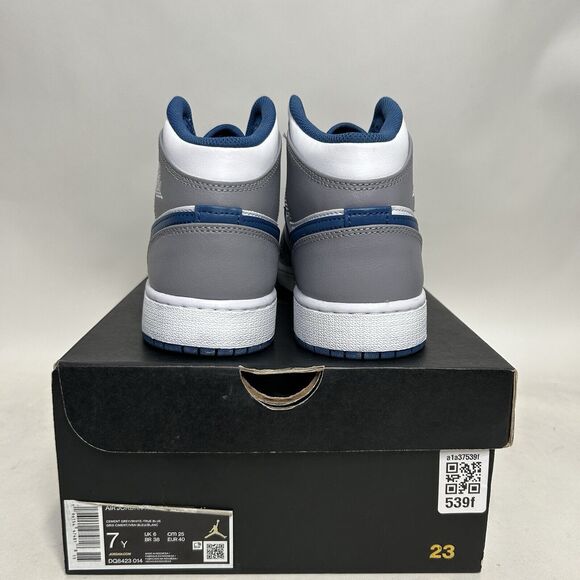 Nike Shoes Air Jordan 1 Mid GS “Cement Grey/True Blue" 2024 - Picture 4 of 6